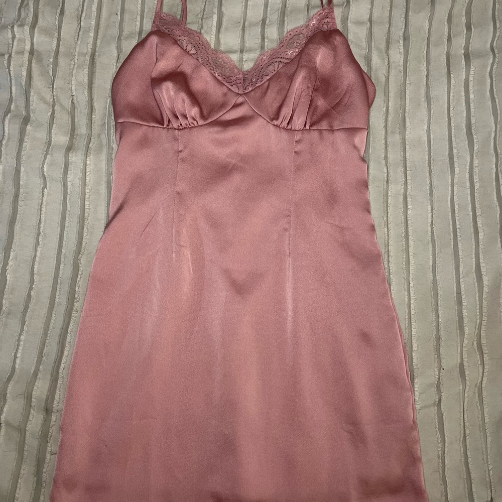 L.A Hearts Pink Satin Mini Dress with Lace details BRAND NEW WITH TAGS
